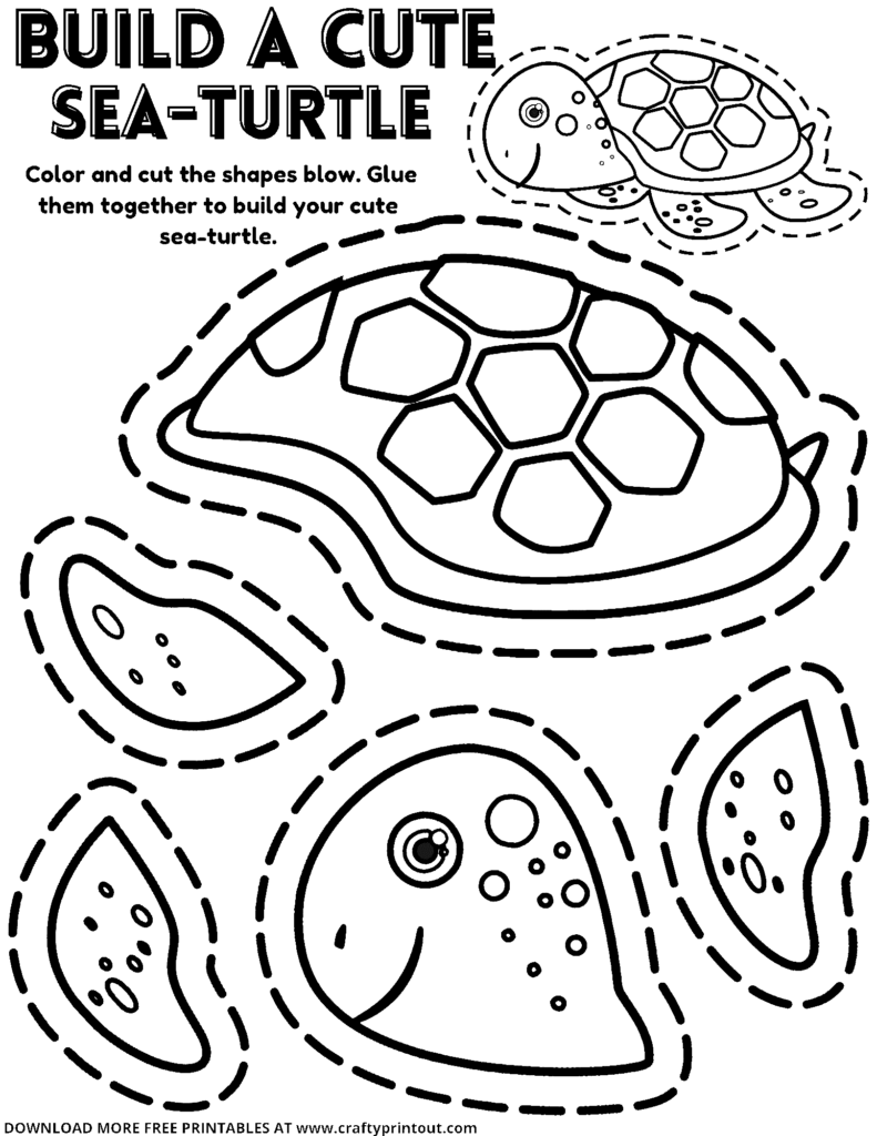 Free Sea Turtle Crafts For Preschool-Animal Cut Outs