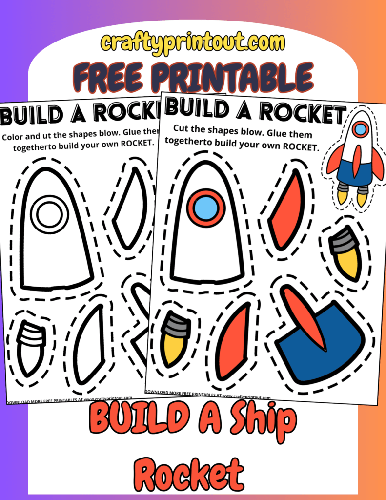 Free Printable Rocket Crafts for Preschoolers template 